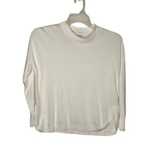 J. Crew Womens White Linen Blend Crewneck Pullover Sweater Size S Relaxed Fit